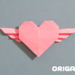 Coeur Origami avec ailes terminé