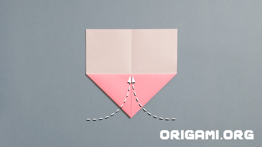 Coração de origami com asas passo 6