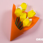 Buquê de flores de origami concluído