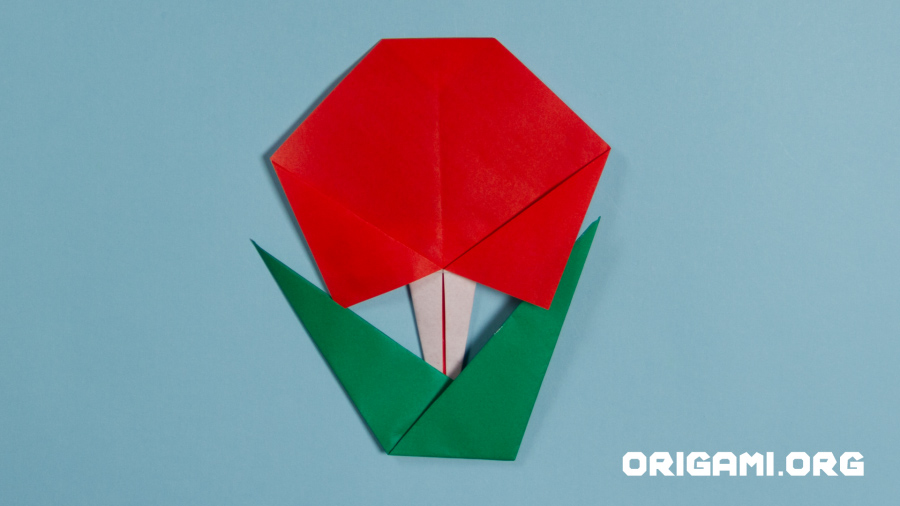 Rose en origami terminée